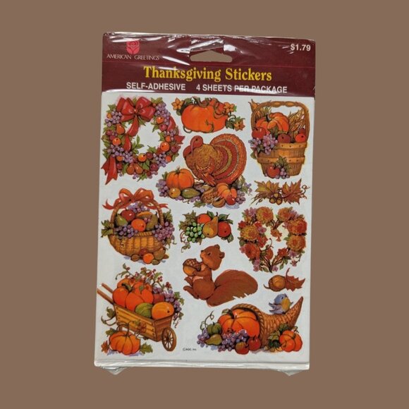 Unopened Vintage American Greetings Thanksgiving Sticker Pack β 4 Sheets β 1996 - Picture 1 of 1